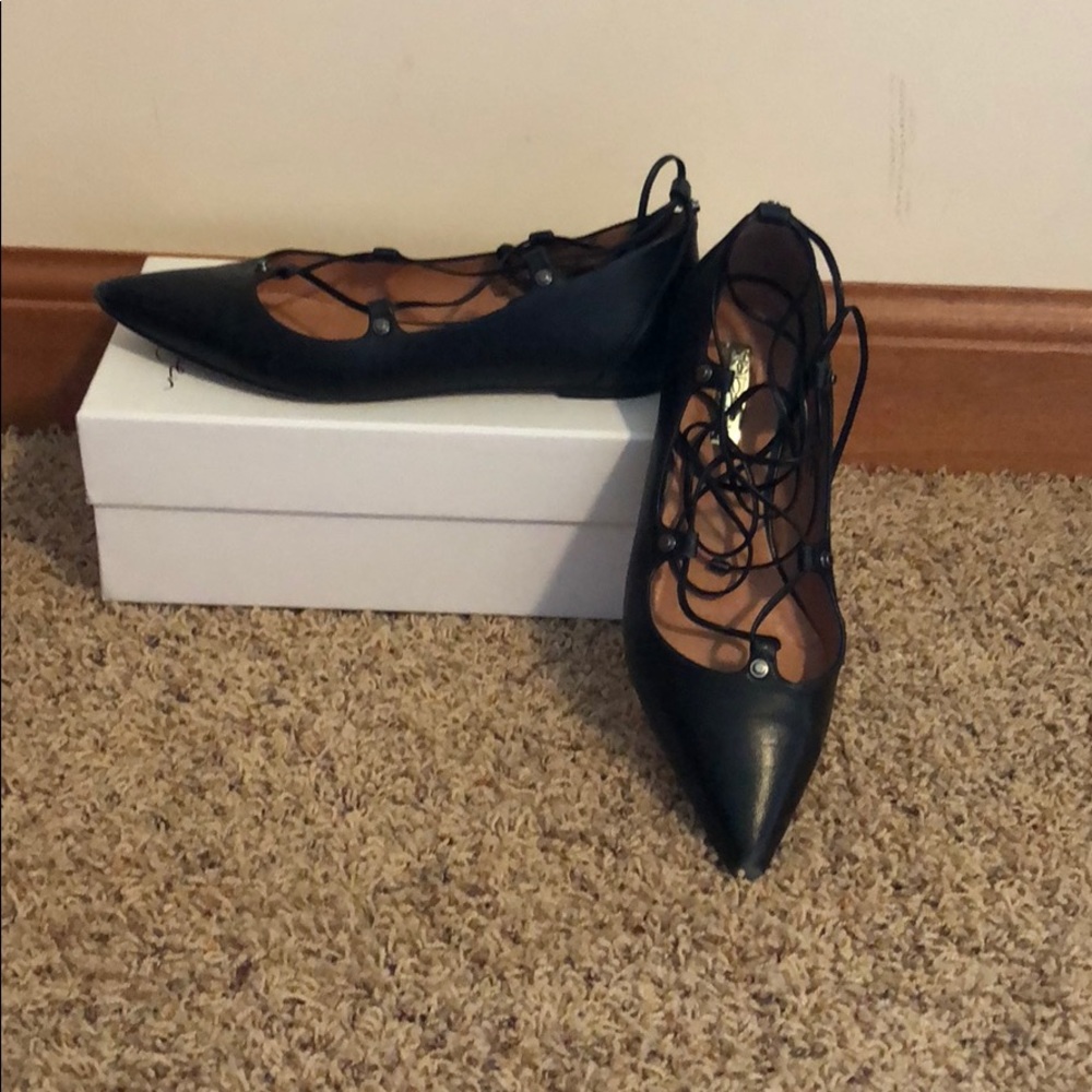 Black lace up flats